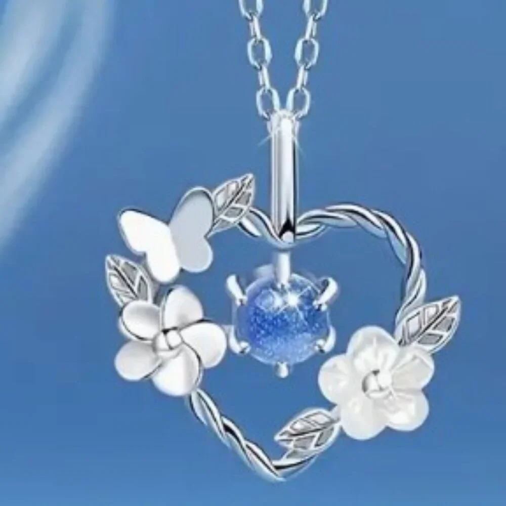 Elegant Heart Pendant Necklace with Floral Detail | Trendy Gift for Young Girls